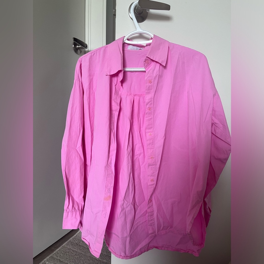 OAK + FORT Pink Button Down Shirt